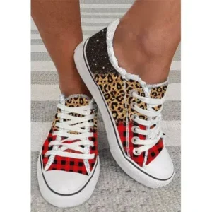 Nanaoutfit Women Casual 3D Printing Color Leopard Canvas Shoes