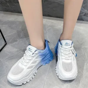 Nanaoutfit Women Fashion Round Toe Breathable Mesh Gradient Sneakers