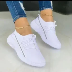 Nanaoutfit Women Fashion Breathable Lace-Up Flat Mesh Sneakers