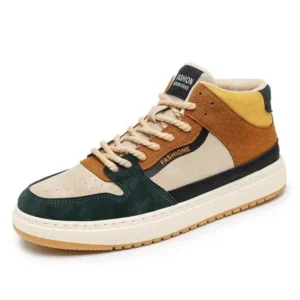 Nanaoutfit Men'S Fashion Breathable Color Block Pu Sneakers