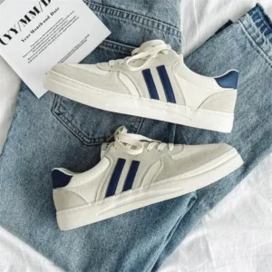 Nanaoutfit Men'S Casual Retro Stripe Canvas Sneakers