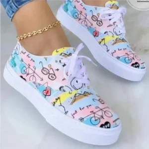 Nanaoutfit Graffiti Print Platform Canvas Shoes