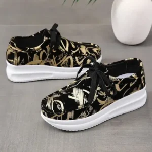 Nanaoutfit Casual Graffiti Round Toe Platform Plus Size Sneakers