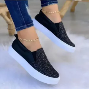 Nanaoutfit Thick Sole Casual Sequined Shoes Women Flat Shoes