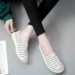 Nanaoutfit Fashion Stripe Pattern Design Women Round-Toe Casual Espadrilles Shoes