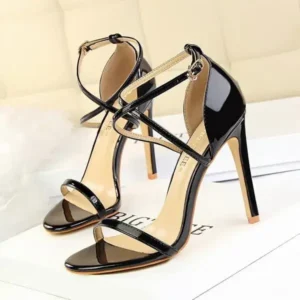 Nanaoutfit Women Fashion Sexy Hollow Cross Stiletto Heel Sandals