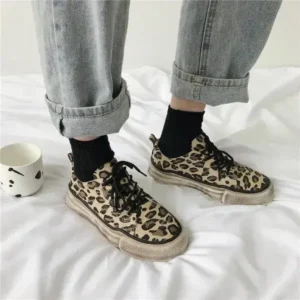 Nanaoutfit Women Fashion Leopard Printing Flat Sneakers