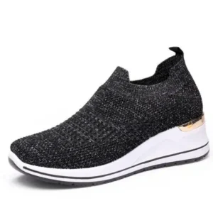 Nanaoutfit Women Casual Mesh Knit Design Breathable Comfort Wedge Platform Sneakers