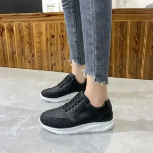 Nanaoutfit Women Casual Rhinestone Decor Fashion Plus Size Sports Running Shoes Round Toe Sneakers