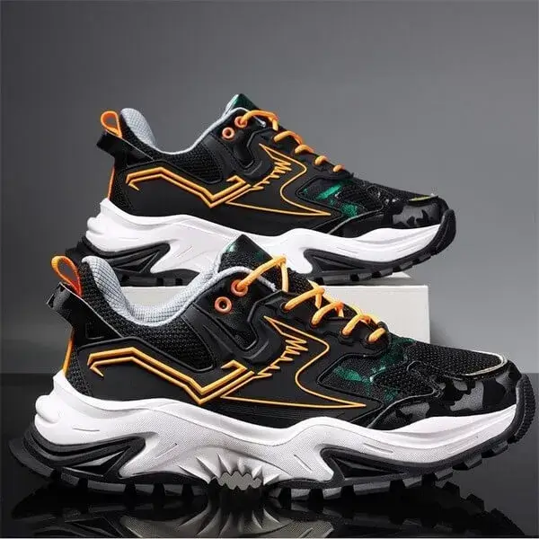 Nanaoutfit Men Spring Autumn Fashion Casual Colorblock Mesh Cloth Breathable Rubber Platform Shoes Sneakers