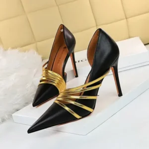 Nanaoutfit Women Fashion Sexy Pointed Toe Hollow Design Stiletto Shoes