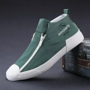 Nanaoutfit Men'S Casual Embroidery Zipper High Top Canvas Shoes