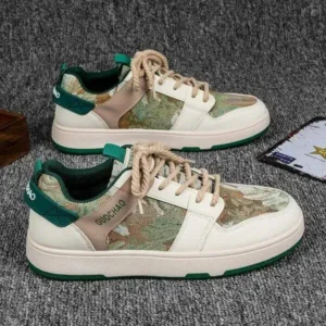 Nanaoutfit Men'S Casual Retro Secret Forest Oil Painting Pattern Sneakers