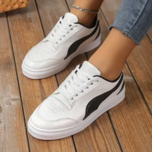 Nanaoutfit Women Fashion Plus Size Thick-Soled Round Toe Flat Sneakers