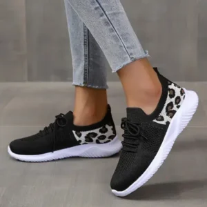 Nanaoutfit Women Casual Mesh Breathable Leopard Sneakers