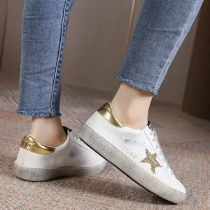 Nanaoutfit Women Fashion Casual Plus Size Star Round Toe Sneakers