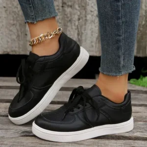 Nanaoutfit Women Fashion Casual PU Lace-Up Sneakers