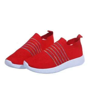 Nanaoutfit Fashion Casual Solid Color Striped Fly-Woven Mesh Breathable Flat Sneakers