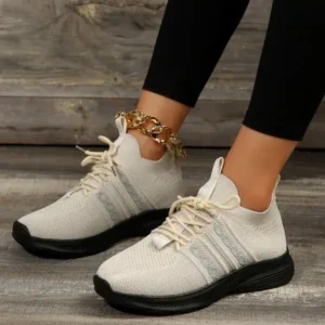 Nanaoutfit Women Fashion Casual Flying Mesh Breathable Thick-Soled Sneakers