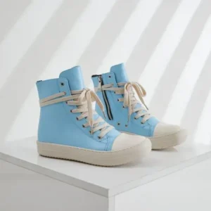 Nanaoutfit Women Fashion Blue Faux Leather High Top Shoes