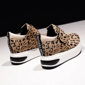 Nanaoutfit Women Fashion Wedge Leopard Leopard Sneakers