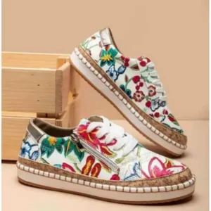 Nanaoutfit Women Fashion Color Matching Ethnic Style Printed Sneakers