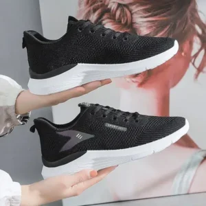 Nanaoutfit Women Fashion Flyknit Mesh Lace-Up Sneakers