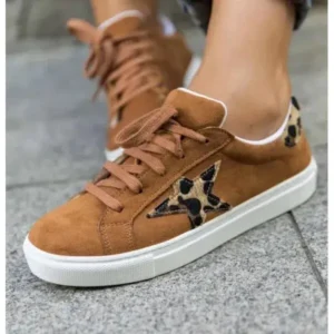 Nanaoutfit Women Fashion Round Toe Lace-Up Canvas Sneakers