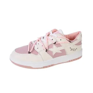 Nanaoutfit Women Fashion Low Top Flat Retro Sneakers